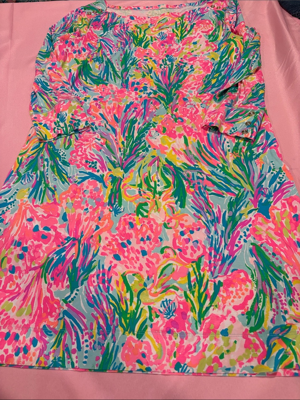 Lilly Pulitzer Sophie Dress XL Gypset Paradise UPF 50+ Pink Floral like new